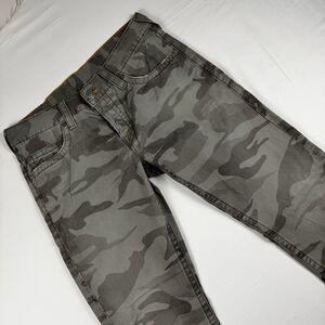 True Religion Geno Camo Y2K Slim Straight Leg Denim Jeans Mens 34x33